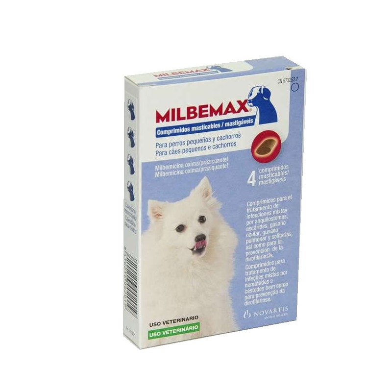 Coche Alarmante salado Milbemax 1-5Kg 4 Comprimidos | Antiparasitario Interno Perro Pequeño |  Vetloom